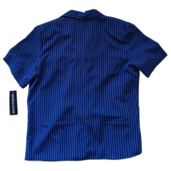 NWT Vintage Impressions Button Down Stripes Blouse Shoulder Pads Medium - Picture 5 of 10